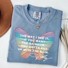 Comfort Dolly Parton Signature Country Queen Vintage Rainbow Graphic Shirt