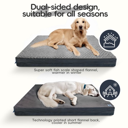 Reversible Waterproof Orthopedic Dog Beds, Large, Washable Cover, Egg Crate F... - Picture 2 of 7