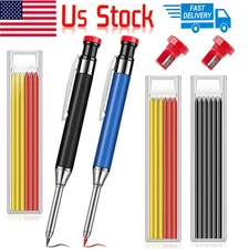 2X Long Nose Deep Hole Mechanical Woodworking Carpenter Pencils with 18 Refills