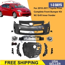 Complete Front Bumper Cover Kit W/ Grill Inner Fender For 2010-2011 Toyota Prius