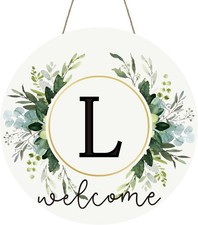 Monogram Letter L Wreaths for Front Door Wreath Wooden Welcome Sign for Front...