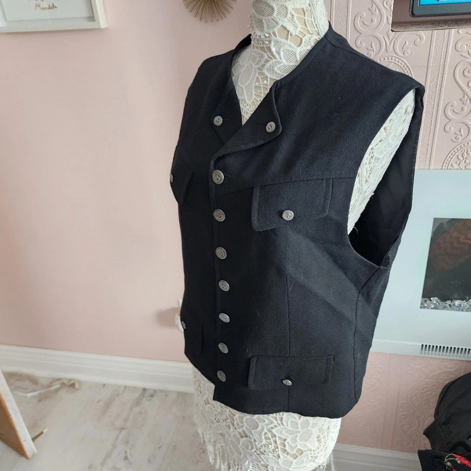 Impecable Negro Plata Metal Botones GRIFFIN Melbourne Chaleco L Chaqueta Blazer DD48 Foto 4 de 4