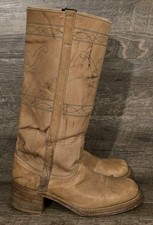 Vintage 70s Women’s Longhorn Campus Boots Size 10D USA Made Green Stitching!