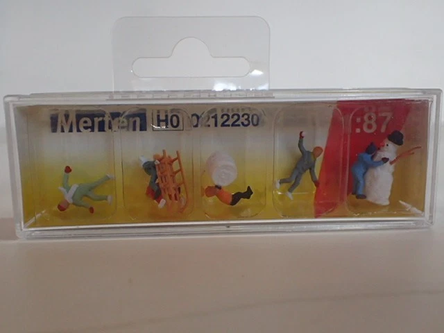Preiser Merten Kinder Schneemann Schlitten Winter 0212230 H0 1:87 OVP 5Fig