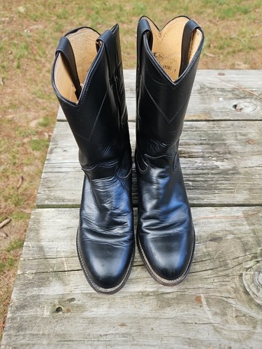 Justin Boots Men's 3133 Jackson 10" Black Round Toe Roper Boots, Size 6.5 EE USA - Picture 3 of 16