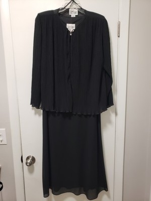 Kari's Korner Womens 2 pc. Formal Black long Dress & Jacket 16W EUC