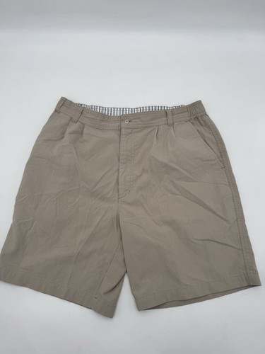 Vintage Bugle Boy Pleated Shorts Baggy 34 Beige Khaki Chino Casual Slacks 90s .