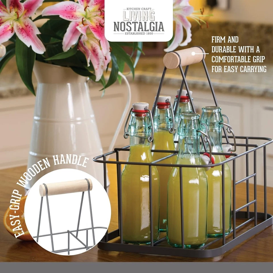 KitchenCraft Living Nostalgia Portabottiglie in Filo da 6 Argento - Immagine 4 di 4