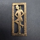 Antique Art Deco Flapper Brooch Gold Tone Rectangle C Clasp Vintage Jewelry