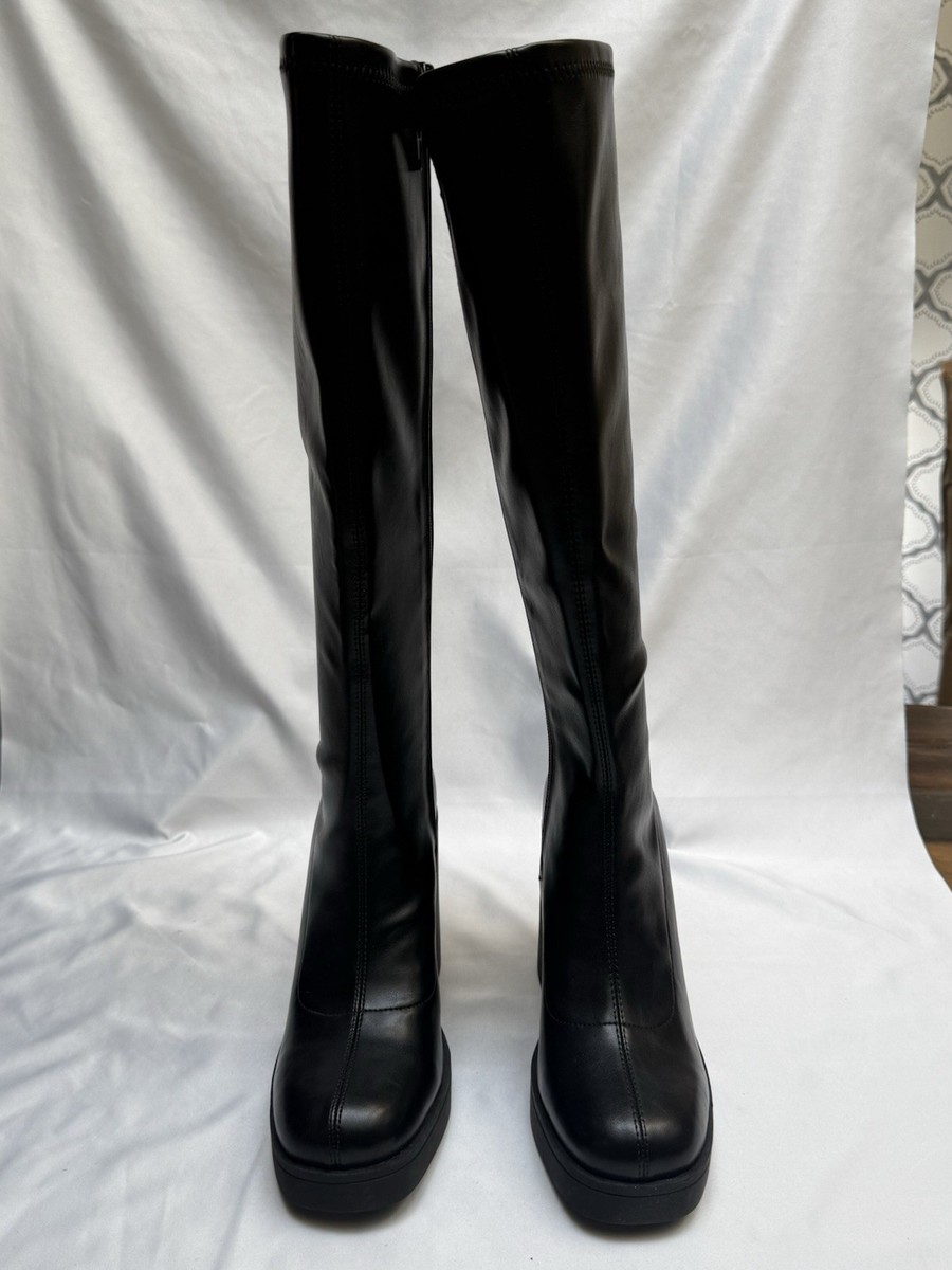 NEW Madden Girl Dreamerr Black Knee High Boots Block Heel Platform Size 7 View 4