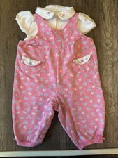Vintage 90s 2000s Oshkosh Baby B Gosh Bubble Romper Outfit Set Pink Floral 12M