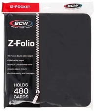 BCW Gaming Z-Folio 12-Pocket LX Album - Black Zip Binder Standard Size