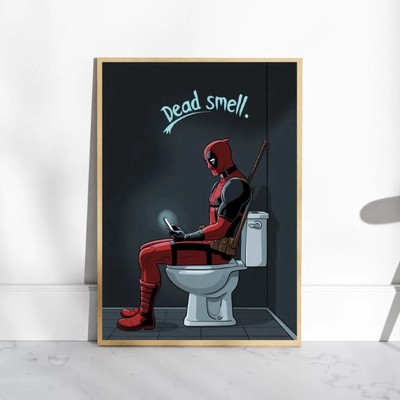 Marvel Deadpool Dead Smell Toilet Canvas Art Print Poster 28 1/4  x 20 1/2 