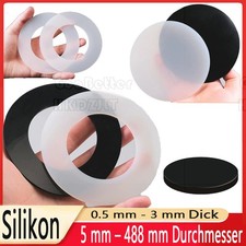 Silikon Scheiben Rund Flach Platte Dichtung St&auml;rke 0,5 mm - 3 mm &Oslash; 5 mm - 488 mm