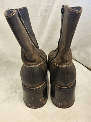Vtg 90s Y2k Skechers Leather Platform Chunky Boots Zip Block Heel