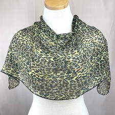 Vintage Leopard Animal Cheetah Rectangle Scarf 40" x 17" Synthetic Rolled Edge