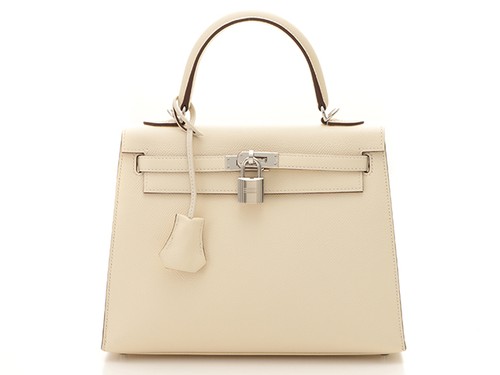 HERMES Outer sewing bag bag Kelly 25 Nata/SVShoulder Bag Nata Epsom Women【...