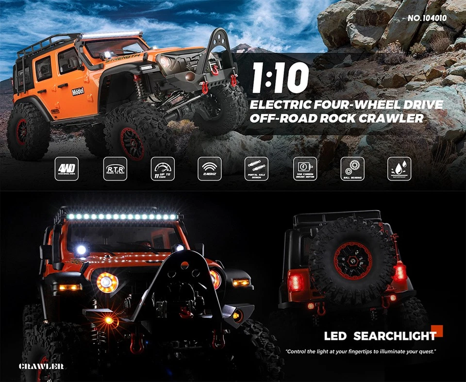 WLtoys 104010 1/10 RC 4WD Off-Road Klettern Auto 2.4G Fernbedienung RTR Autos - Bild 4 von 4