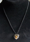 Cloisonne Birds In Flight Puffy Heart Pendant Double Sided On Black 18" Cord — photo 1