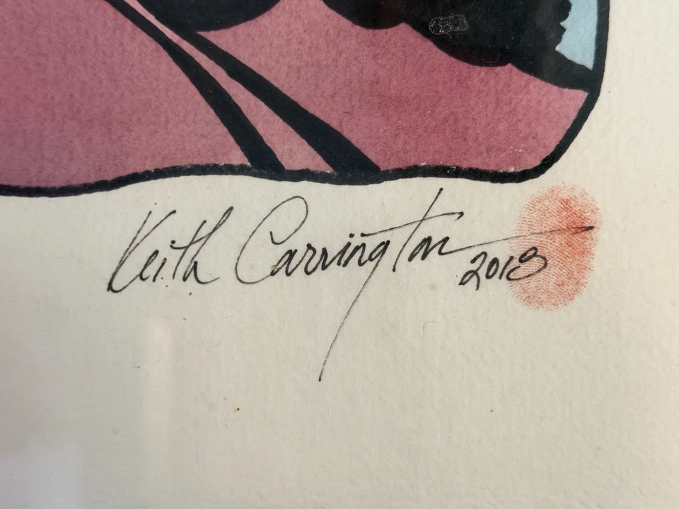 Tinta de arte pop firmada por Keith Carrington 2018 sobre papel cómic Xanax como otro vaso Foto 3 de 4