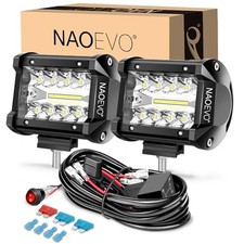 4 Inch LED Pod Lights, Spot Flood LED Fog/Driving/Off Road Lights with 2 White