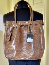 Women’s Bulaggi Faux Patent Croc Shoulder Bag/Tote Medium Tan/Brown NEW/Dust Bag