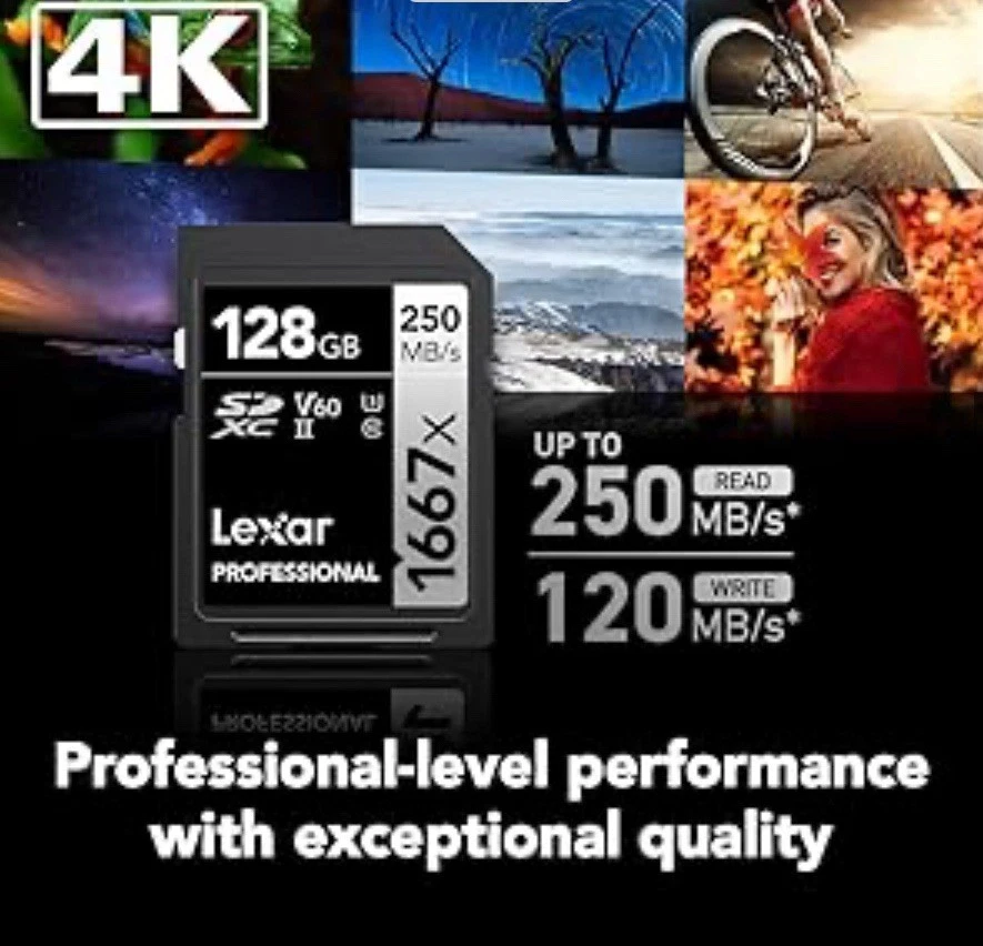 Lexar Professional 1667x 128GB SDXC UHS-II Memory Card - Pack of 2 - Image 2 of 2