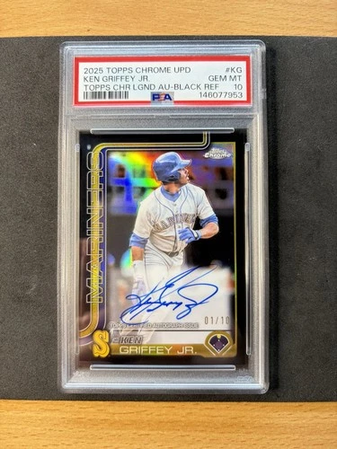2025 Topps Chrome Update Ken Griffey Jr Black Refractor Auto /10 PSA 10 POP 1!!!