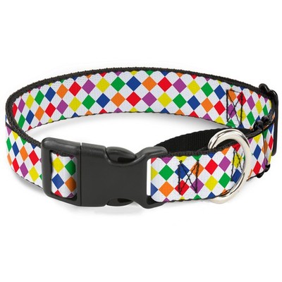 Plastic Martingale Collar Diamonds White/Multi Neon Large 15-26''