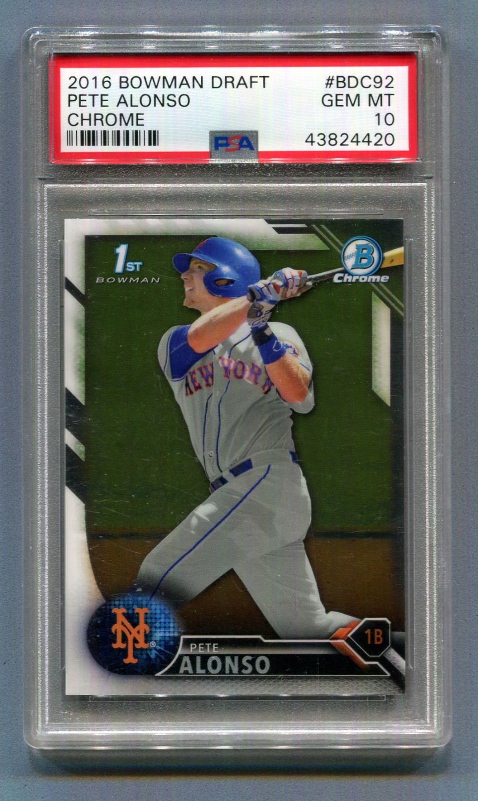 2016 Bowman Draft Chrome Pete Alonso #BDC92 PSA 10 GEM MINT Mets