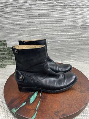 Frye Boots Womens Size 6.5 B Melissa Button Short Black Leather Back Zip Bootie