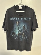 Vintage Disturbed 90s Heavy Metal Band Shirt Size XL Faded Black Y2K