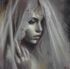 original painting 29.2 x 30 cm ORDER-StO artwork oil paints modern woman bride