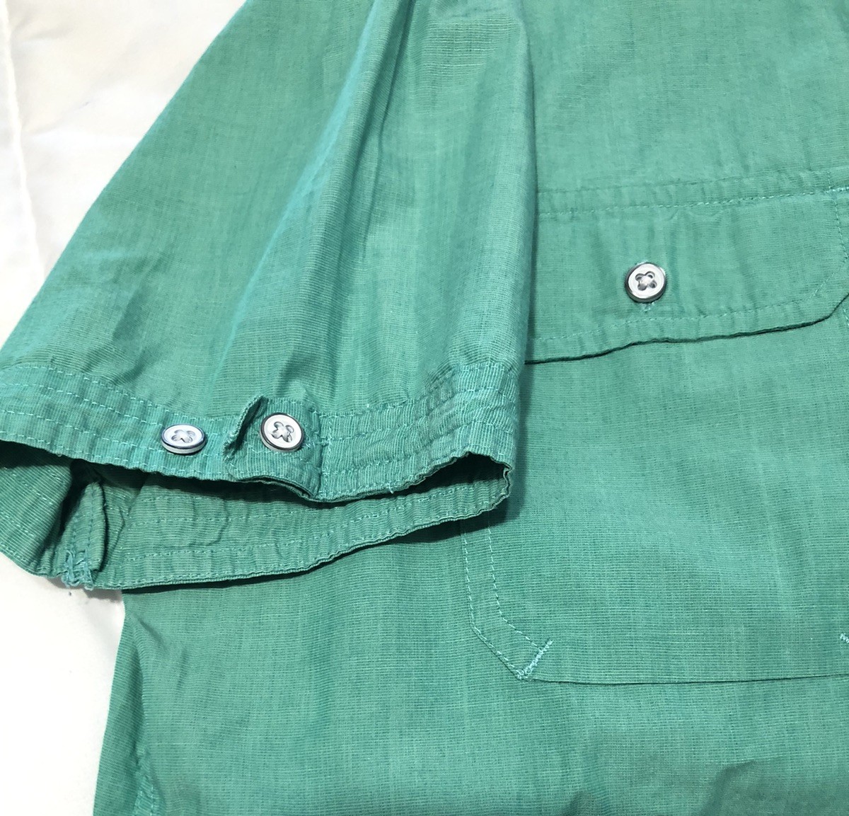 Express Green Fitted Button Down Short Sleeve Shi… - image 2