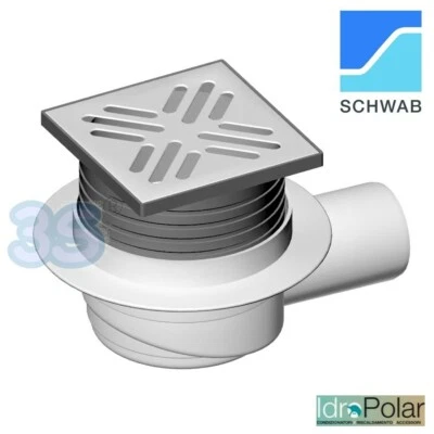 SCHWAB PILETTA SCARICO A PAVIMENTO GRIGLIA 105X105 mm IN ACCIAO BAGNO DOCCIA262