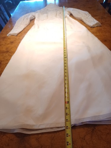 True Vintage Mid Century 60er 70er Brautkleid Kleid High Neck Cottagecore Mod S - Bild 19 von 24