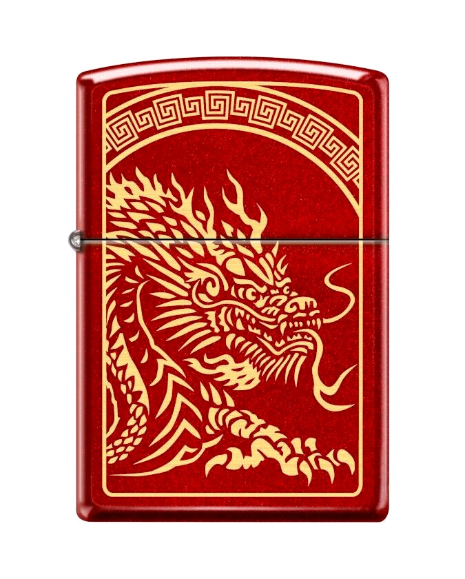 Zippo Windproof Engraved Chinese Dragon Lighter, Metallic Red, 99429, New In Box