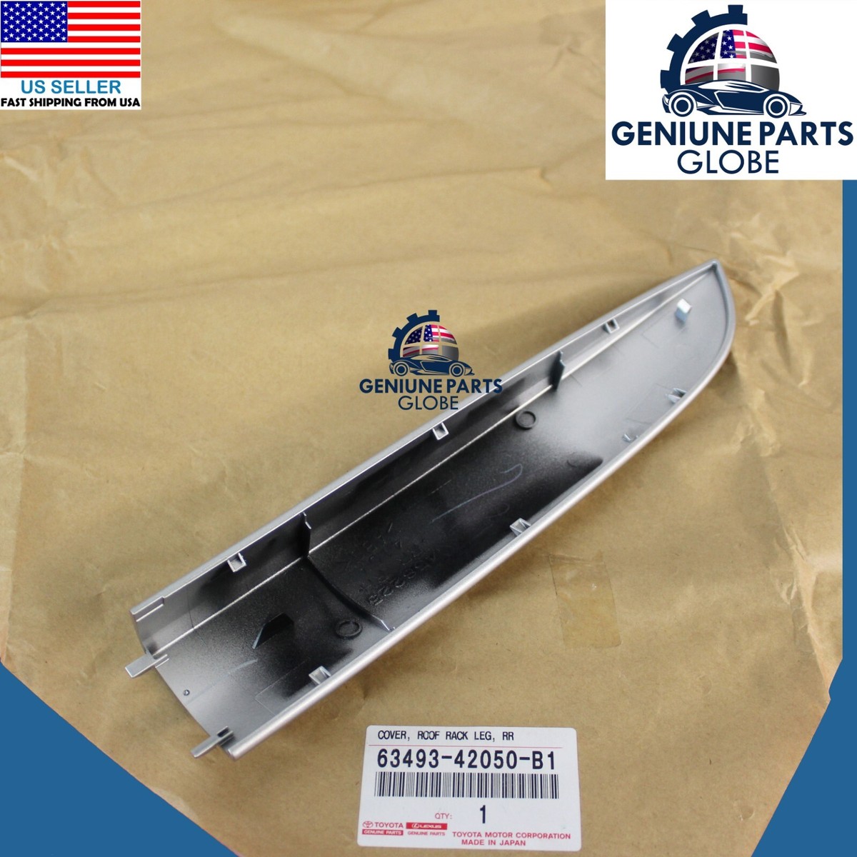 GENUINE TOYOTA 13-16 RAV4 REAR RIGHT ROOF RACK LEG COVER SILVER