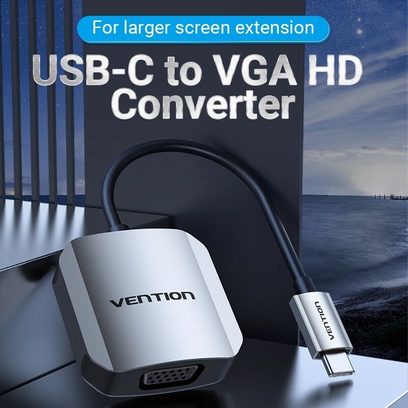 USB C to VGA Adapter Type C to VGA Hub 1080P 60HZ for Cellphone Laptop Tablet - Image 2 of 4