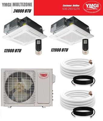 YMGI Two-Zone Ductless Mini Split AC - 24,000 BTU, 22 SEER Heating Cooling