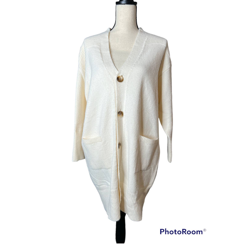 New Belinda Long White Cardigan Sweater 