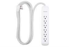 Philips 6 Outlet Power Strip Surge Protector, 6 Ft Power Cord, Designer Braided
