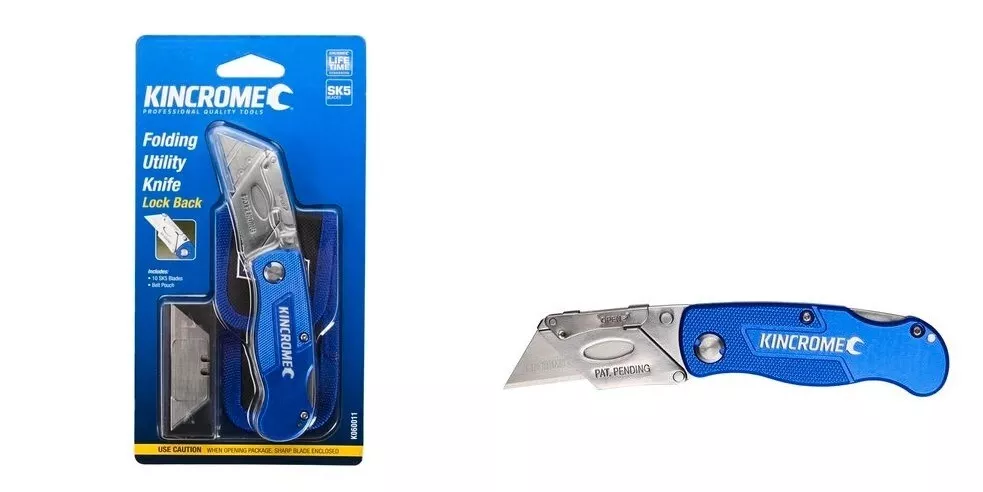 Kincrome 150mm Folding Lock Back Utility Knife Included Pouch