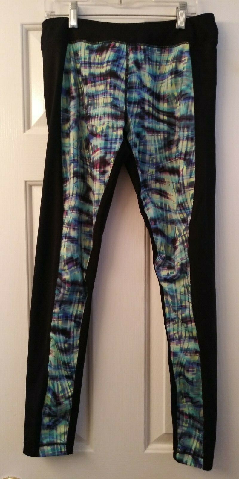 ALTRA Leggings Cynthia Rowley Activewear taglia M stampa astratta davanti e retro nero