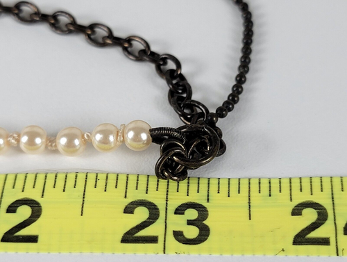 J. Crew Brass-Tone Chains White Faux-Pearl Beaded Layered Necklace 23 In - Picture 6 of 7