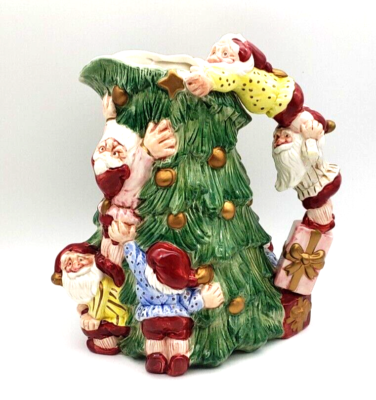 Vtg 1989 Large Fitz & Floyd Old World Elf Christmas Ceramic 64oz