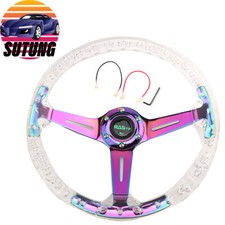 6holes 350mm Bubble Neo Chrome Spoke Deep Dish Racing Crystal Steering Wheel New 6holes 350mm Bubble Neo Chrome Spoke Deep Dish Racing Crystal Steering Wheel New
