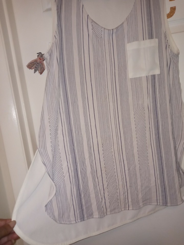 Rose & Olive Sleeveless Black & White Pattern Print Top Womens large | eBay