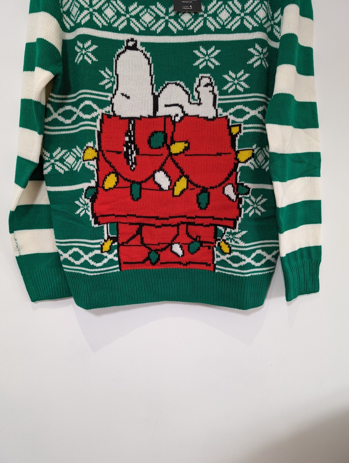 Peanuts Snoopy Christmas Jumper Novelty Ugly Xmas Jumper Sweater Green