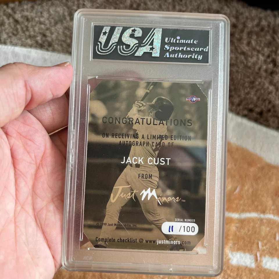 Tarjeta firmada por Jack Cust de novato 2000 solo diamantes autógrafo gema como nueva 10 béisbol Foto 3 de 4